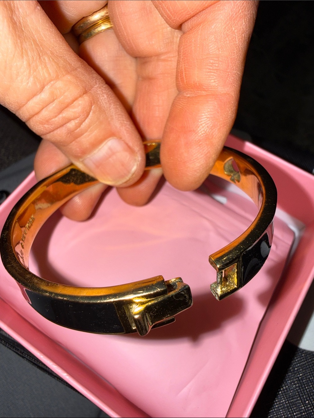 kate spade Black Enamel Spade Accent Gold Bangle - Picture 7 of 8